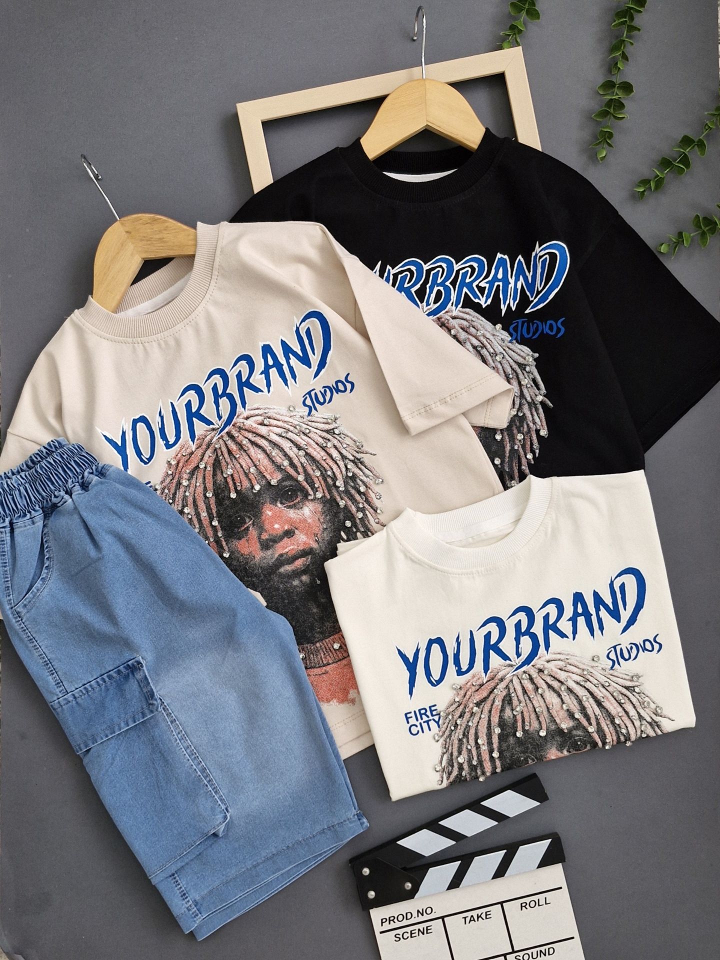 تیشرت شلوارک جین پسرانه نگینی Yor brand