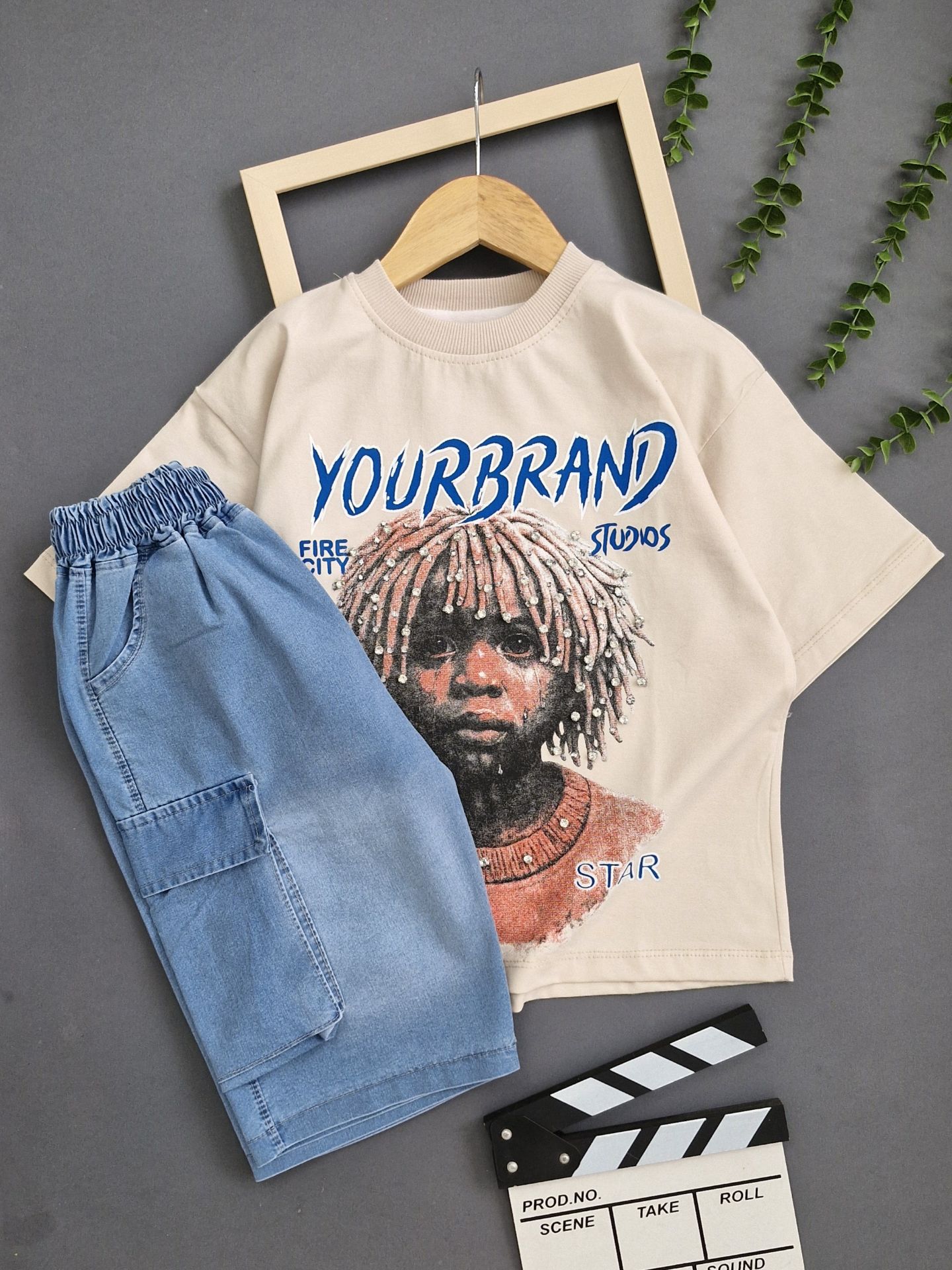 تیشرت شلوارک جین پسرانه نگینی Yor brand