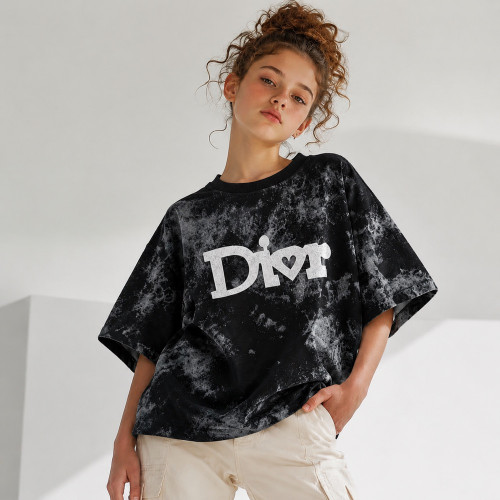 تیشرت مشکی مدل باکسی نگینی Dior